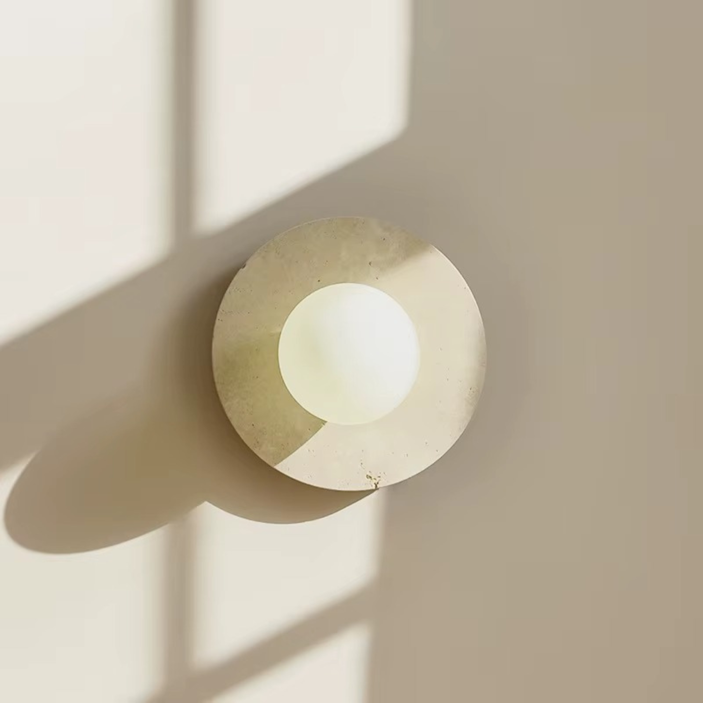 Wabi-Sabi Travertine Disc Globe Wall Light