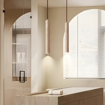 Travertine Column Pendant Light