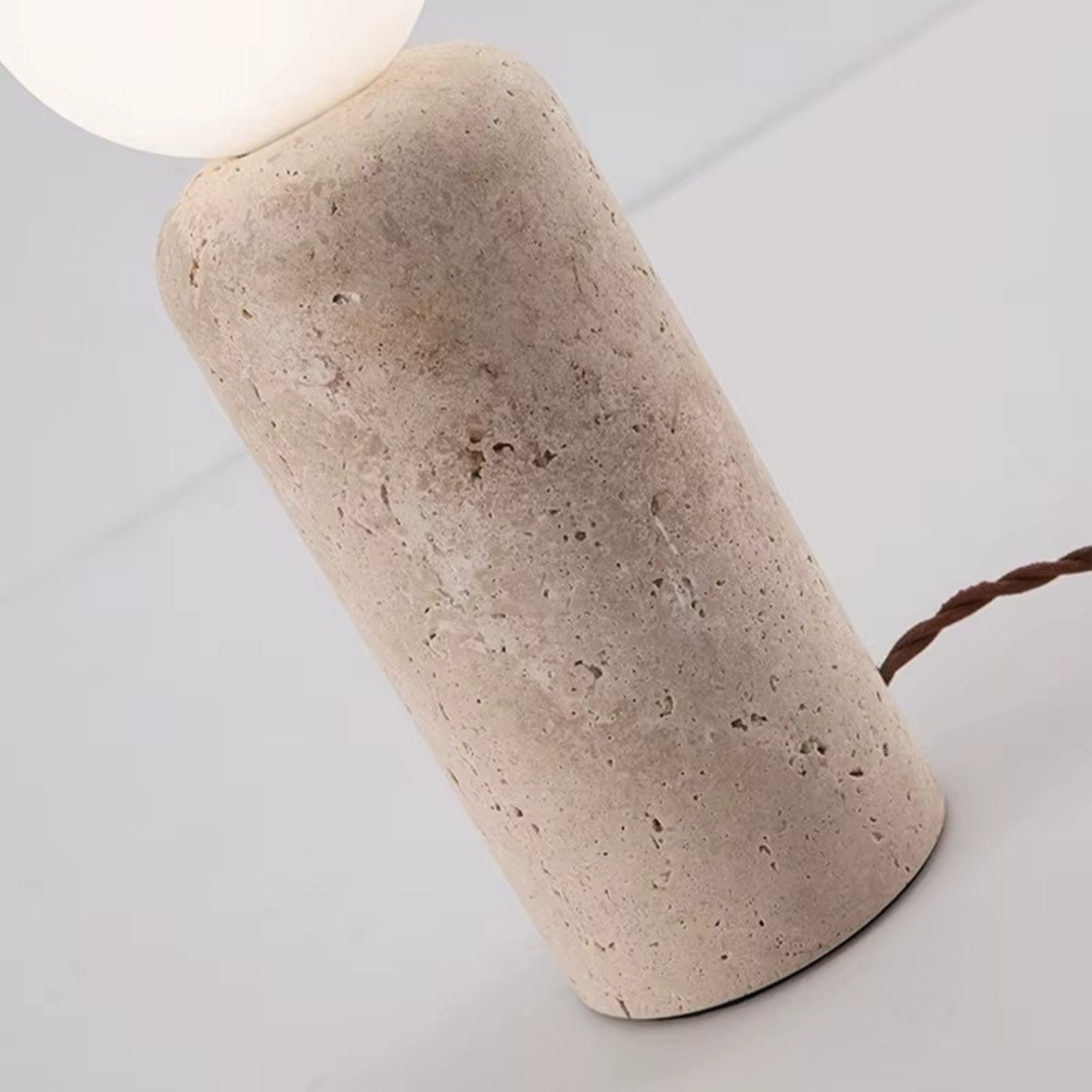 Travertine Stone Globe Table Lamp