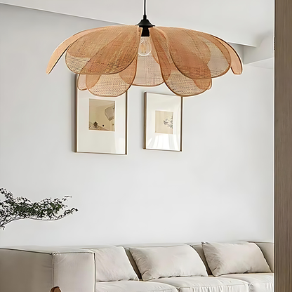 Flora Rattan Petal Pendant Light