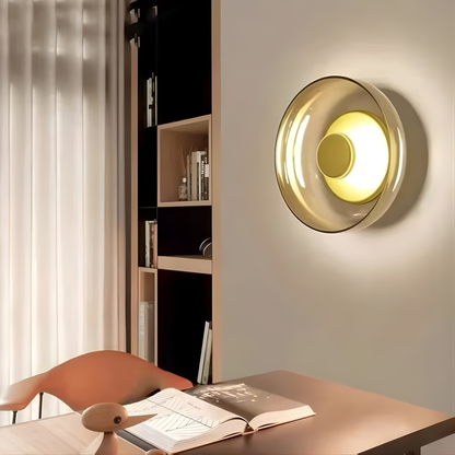 Modern Smoked Glass Disc LED Wall Light