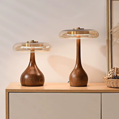 Luxury Brass e Wood LED Table Lamp