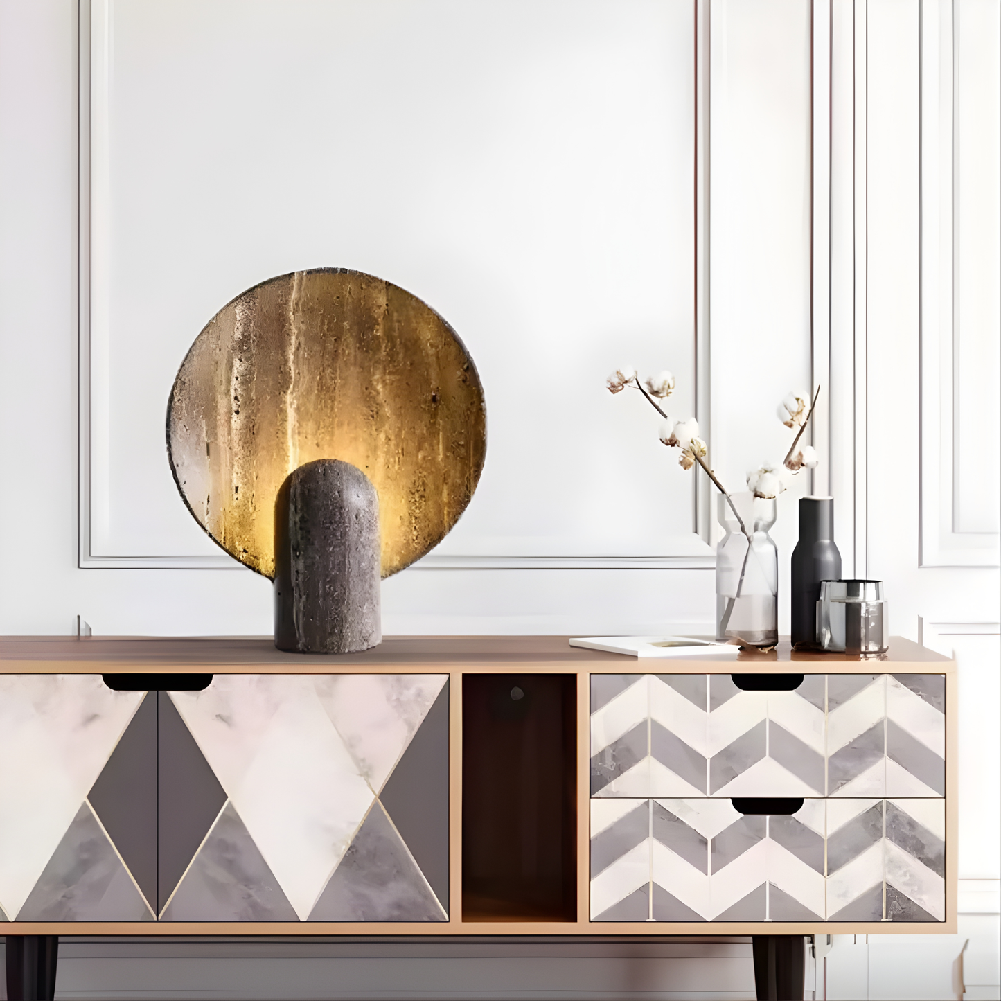 Lunaris Travertine LED Table Lamp