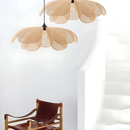 Flora Rattan Petal Pendant Light
