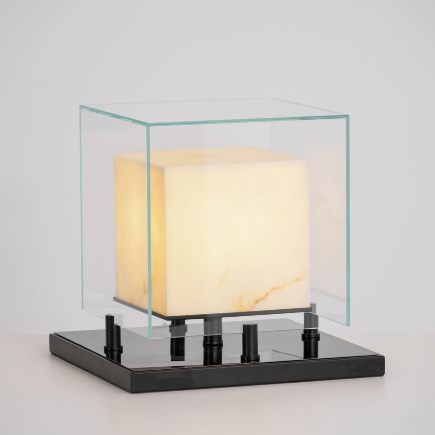 Alabaster Cube Glass Table Lamp