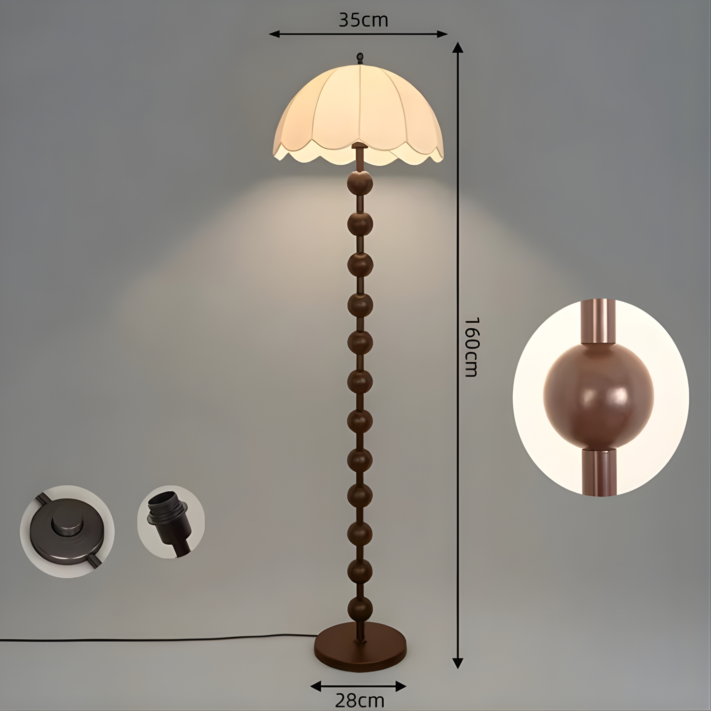 Solenne Vintage Wooden Floor Lamp