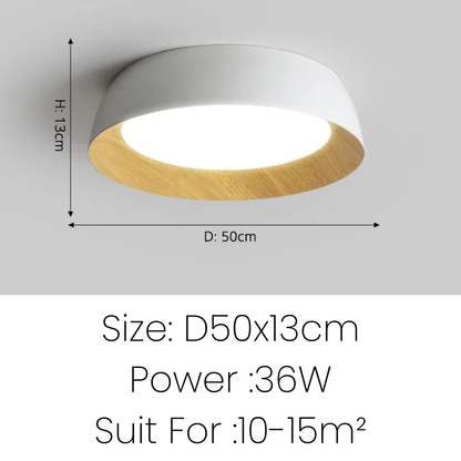 Modern Wood-Trim Flush Mount Ceiling Light