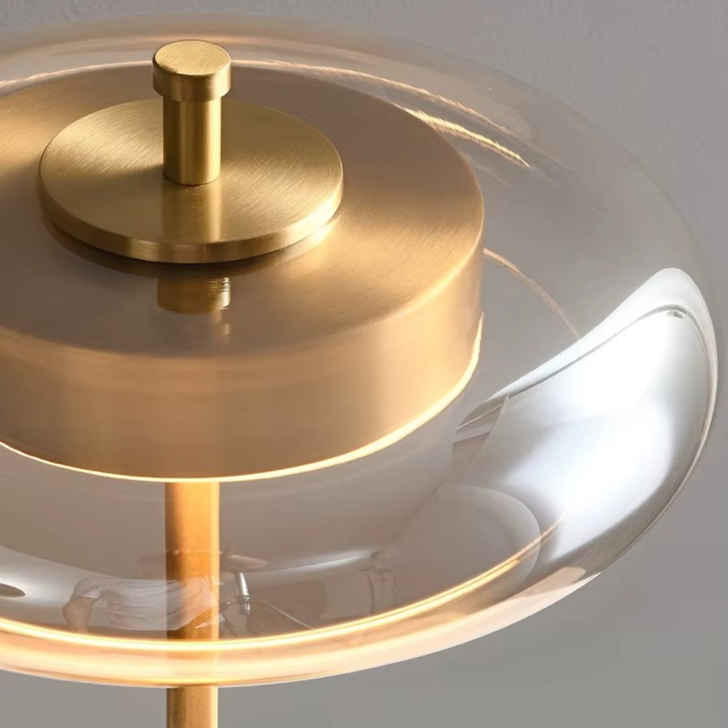 Brushed Brass & Amber Glass LED Table Lamp