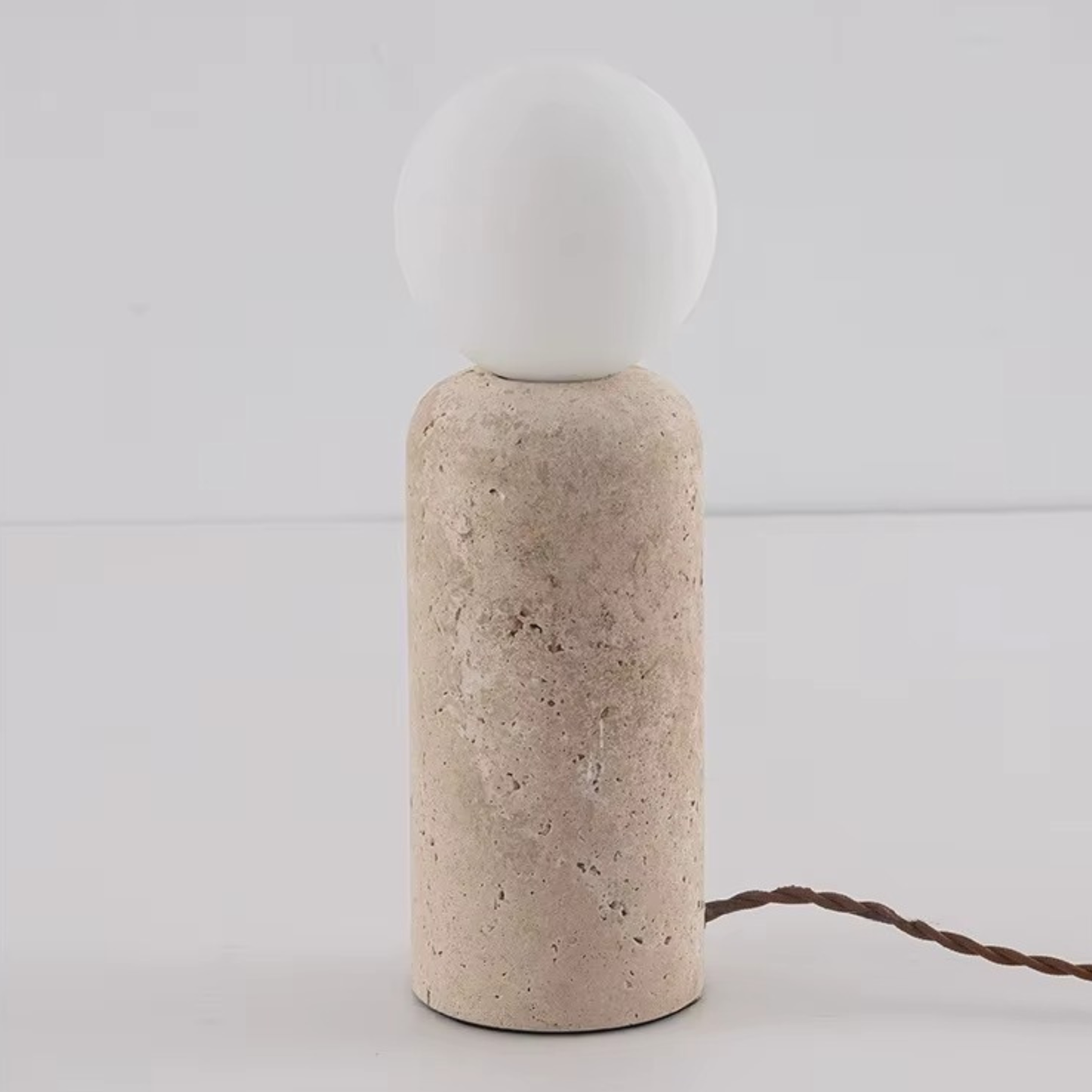 Travertine Stone Globe Table Lamp