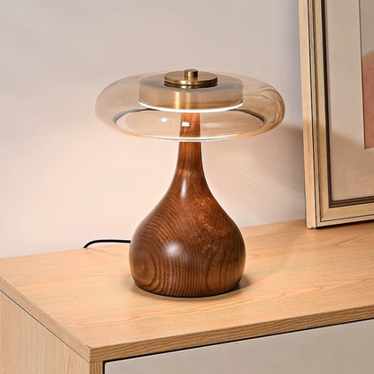 Luxury Brass e Wood LED Table Lamp
