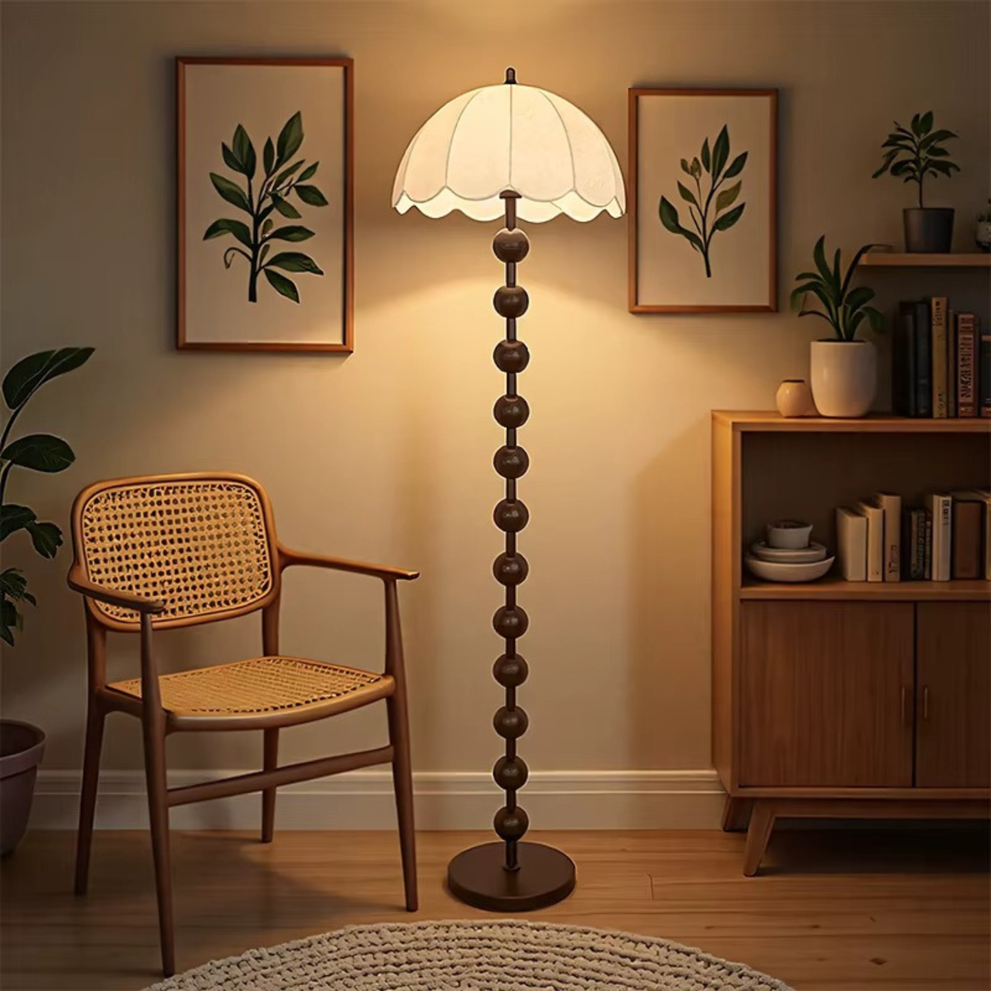 Solenne Vintage Wooden Floor Lamp