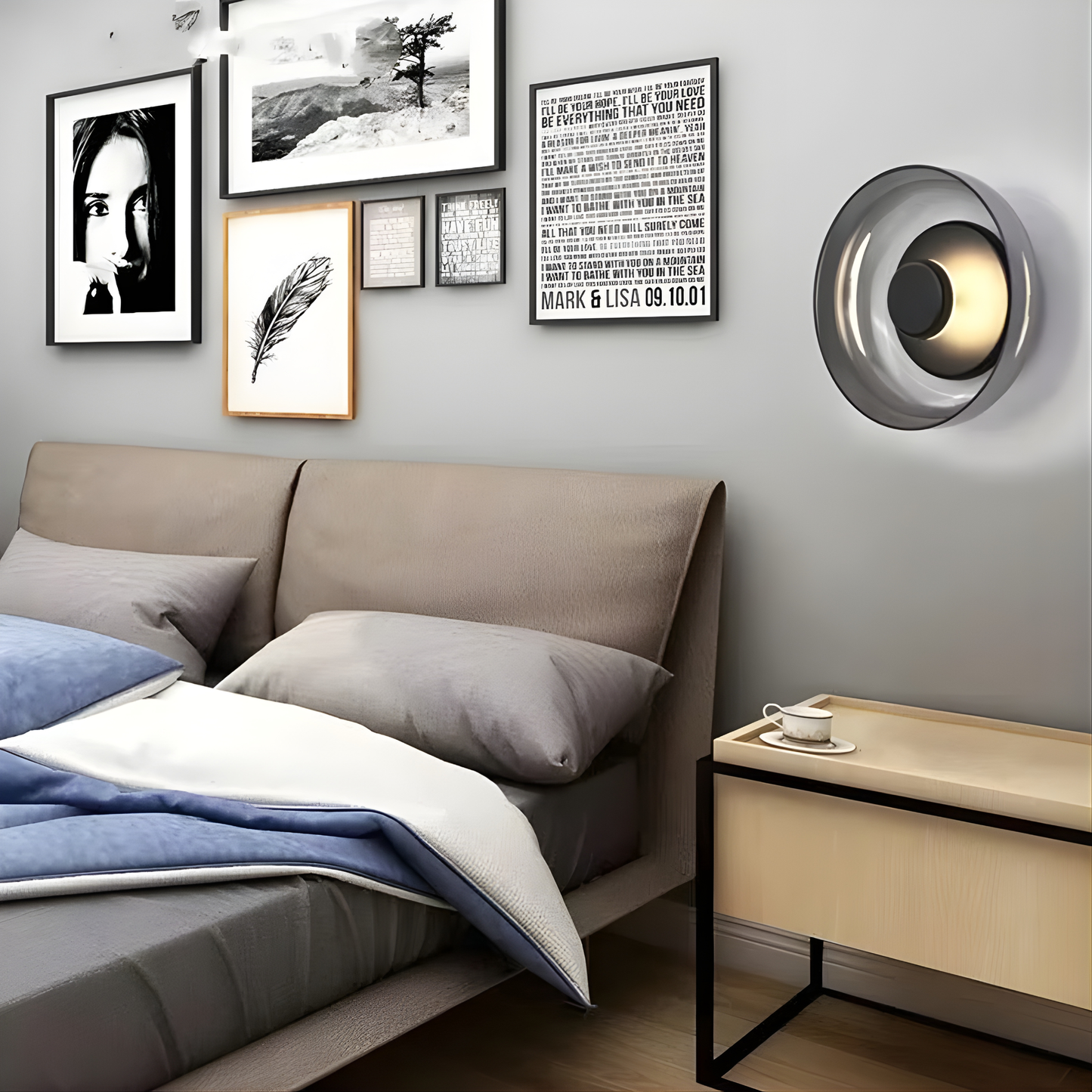 Modern Smoked Glass Disc LED Wall Light