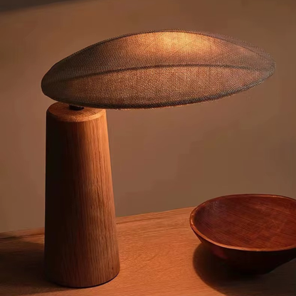 Aira Wabi-Sabi Linen Wood Table Lamp