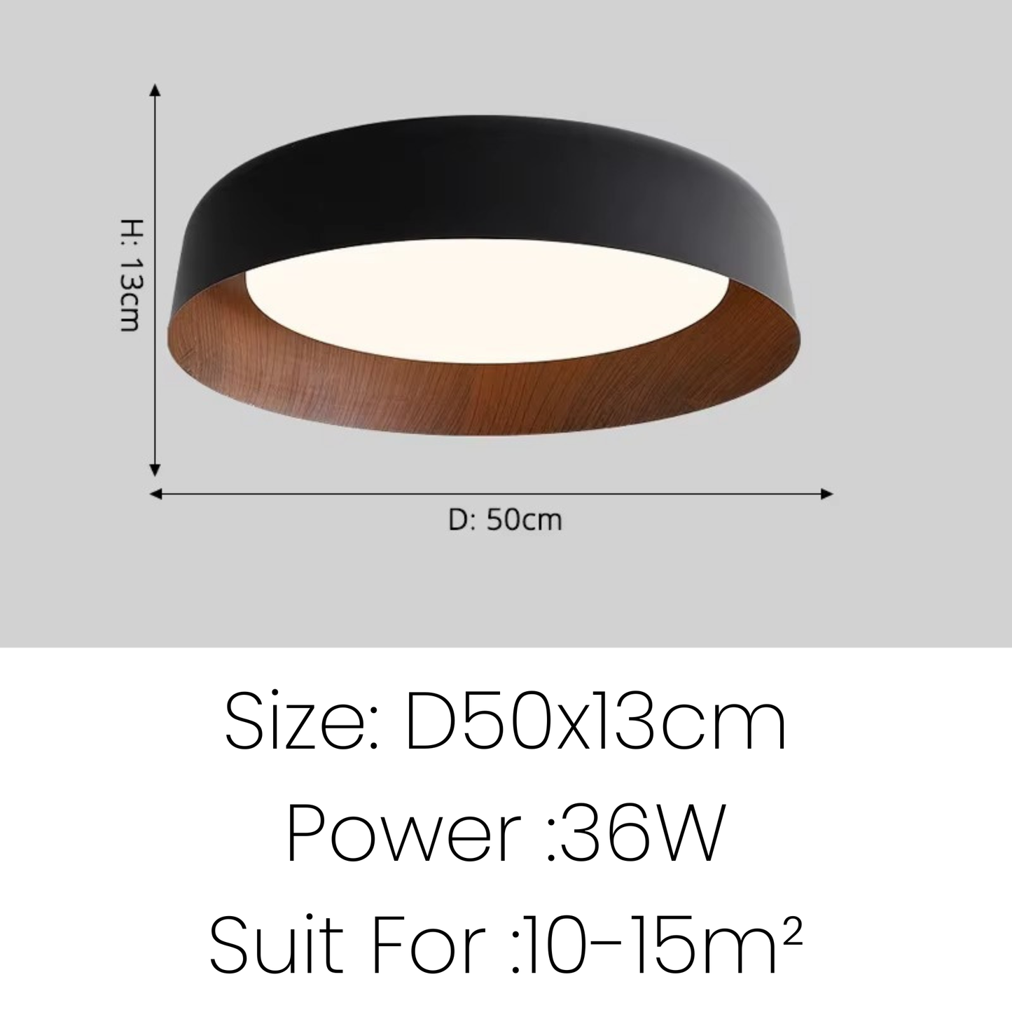 Modern Wood-Trim Flush Mount Ceiling Light