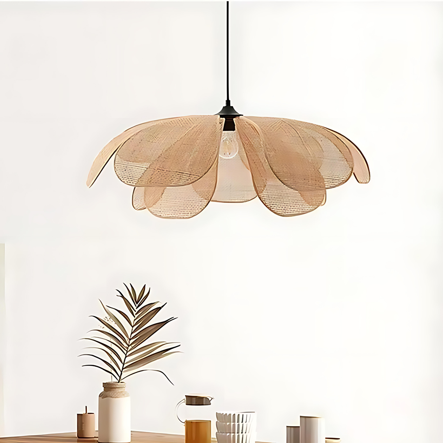 Flora Rattan Petal Pendant Light