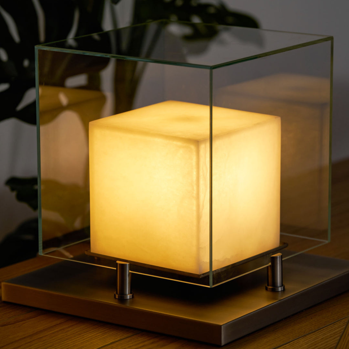 Alabaster Cube Glass Table Lamp