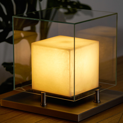 Alabaster Cube Glass Table Lamp