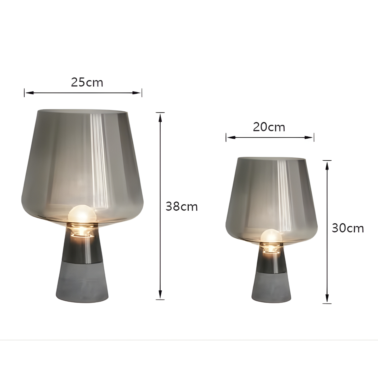 Nero Smoke Glass & Cement LED Table Lamp