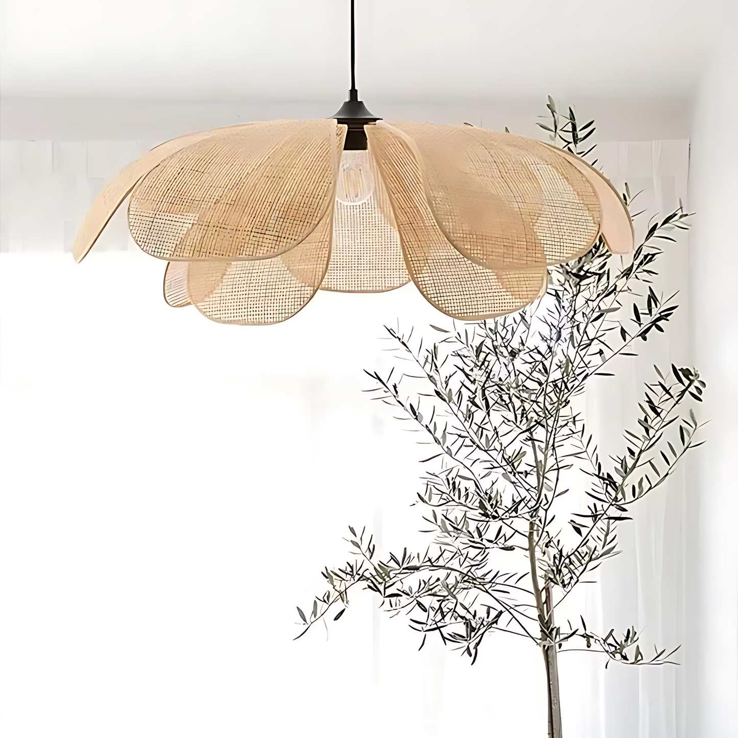 Flora Rattan Petal Pendant Light