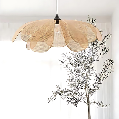 Flora Rattan Petal Pendant Light