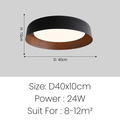 Modern Wood-Trim Flush Mount Ceiling Light