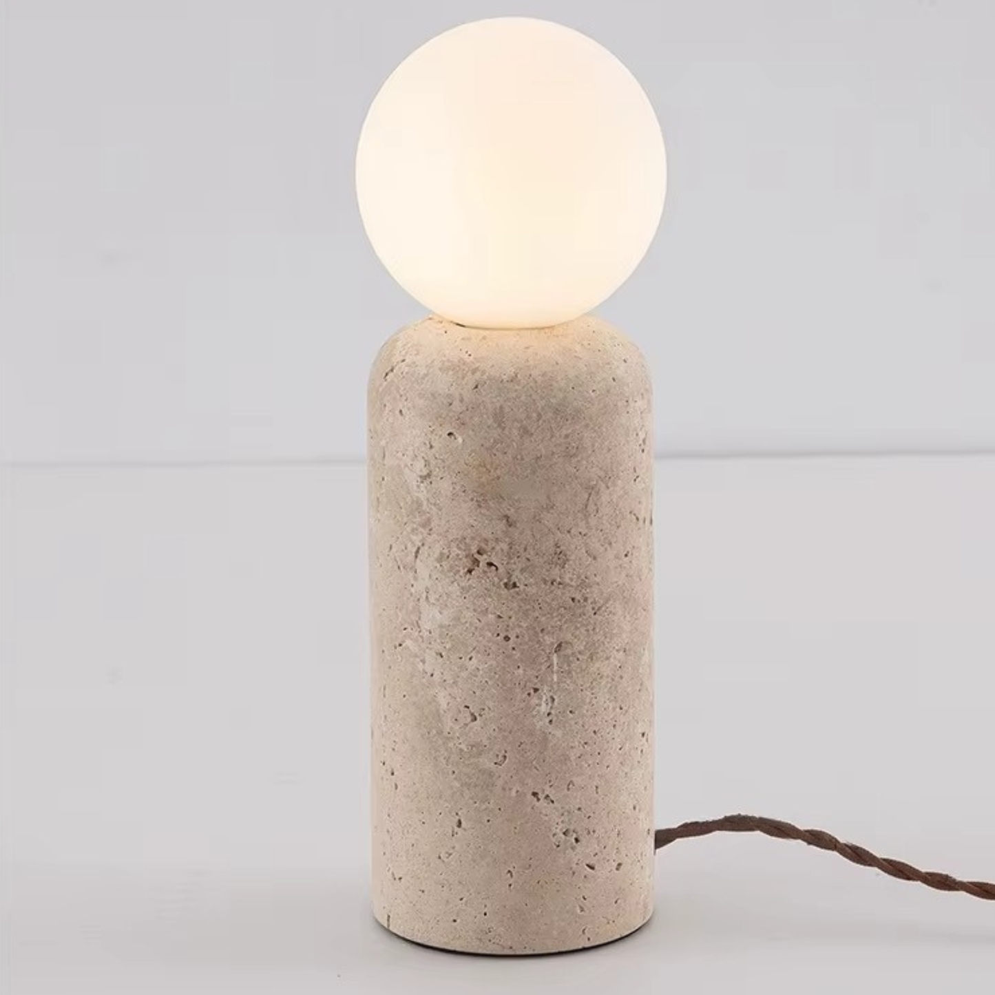 Travertine Stone Globe Table Lamp