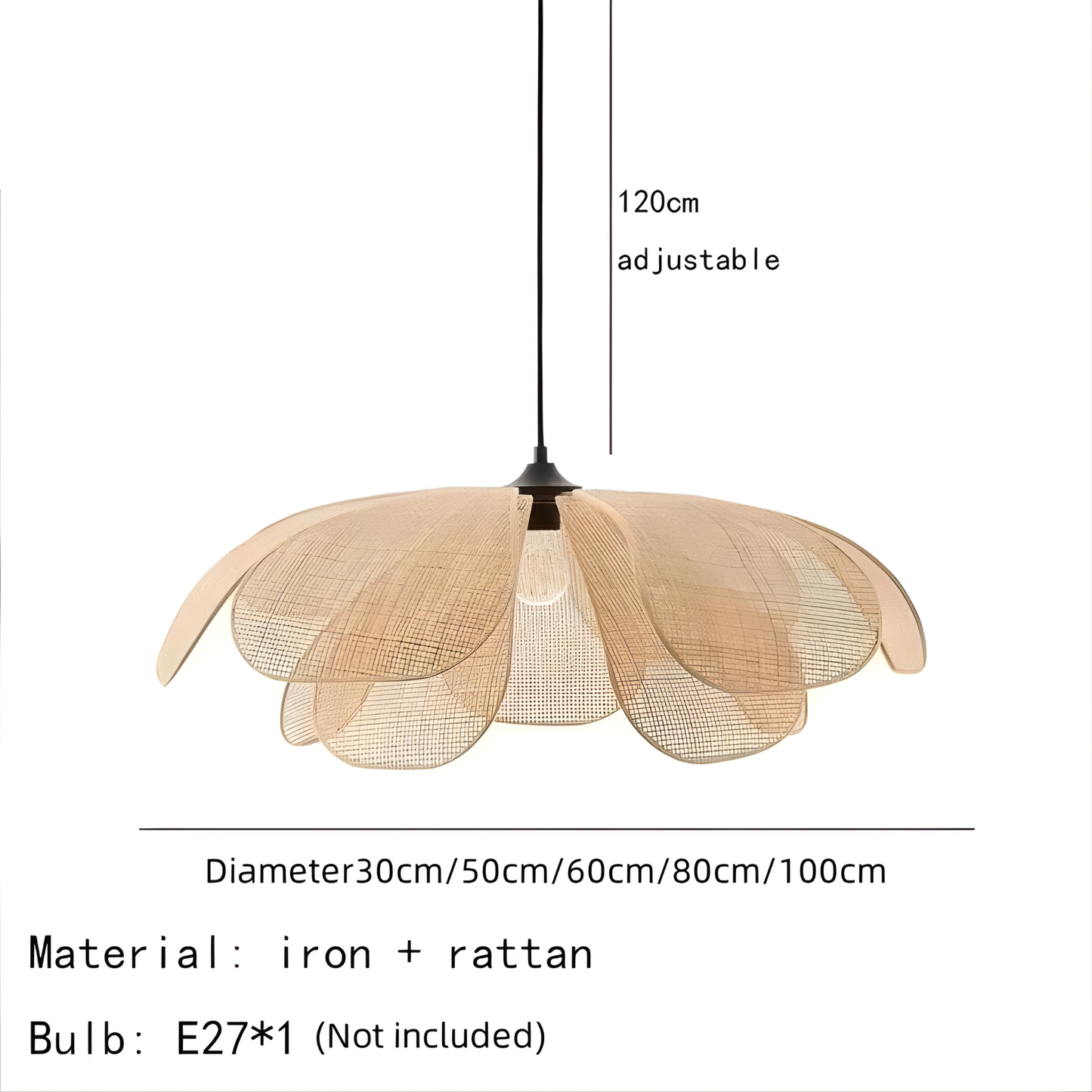 Flora Rattan Petal Pendant Light