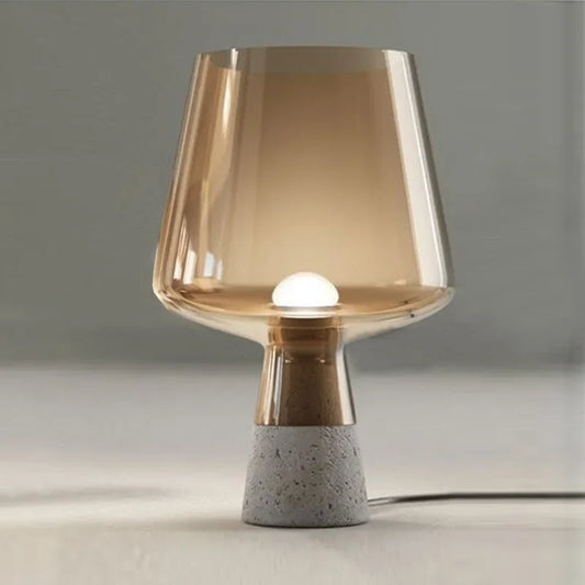 Nordic Creative Modern Minimalist Table Lamp Bedside LED for Living Room Apartment Bedroom Study with Cement Glass Design