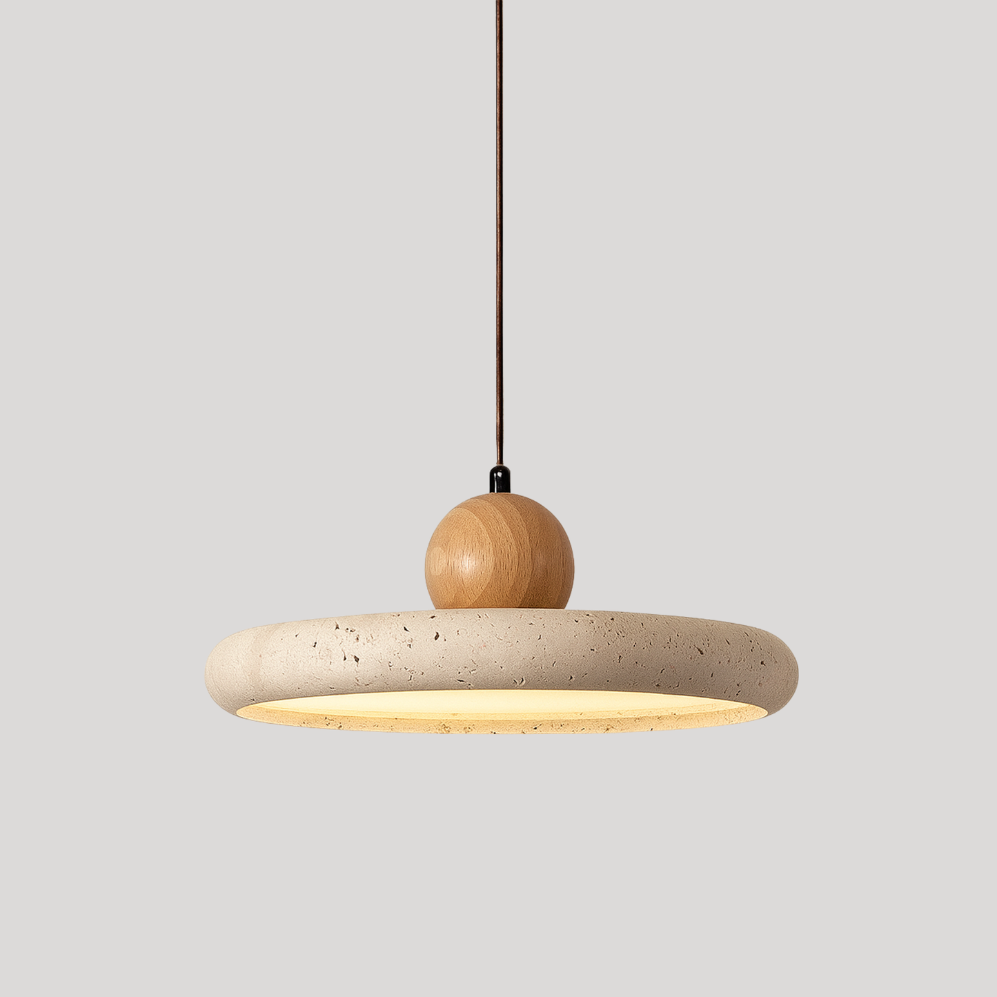 Tierra Travertine & Wood Pendant Light