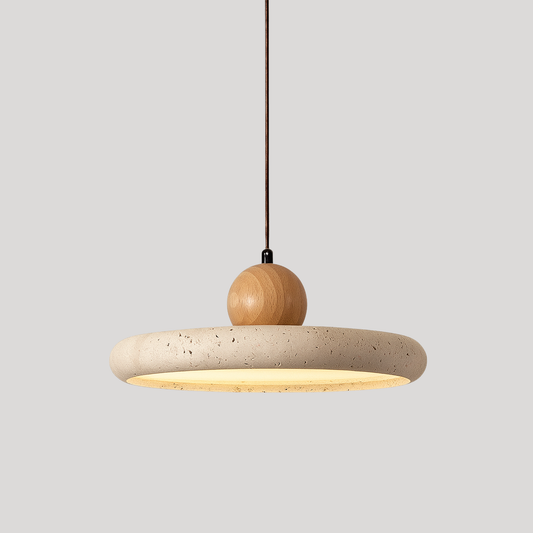 Tierra Travertine & Wood Pendant Light